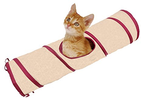 SmartyKat Crackle Chute Activity Tunnel Cat Toy, Collapsible Crinkly Tunnel for Exercise & Hide-and-Seek, Teal & Grey, One Size