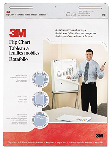 3M 570 Professional Flip Chart Pad, Unruled, 25 x 30, White, 40 Sheets, 2/Carton