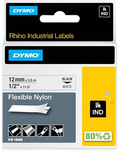 DYMO RhinoPRO - Flexible nylon tape - white - Roll (1.2 cm x 3.5 m) - 1 roll(s)