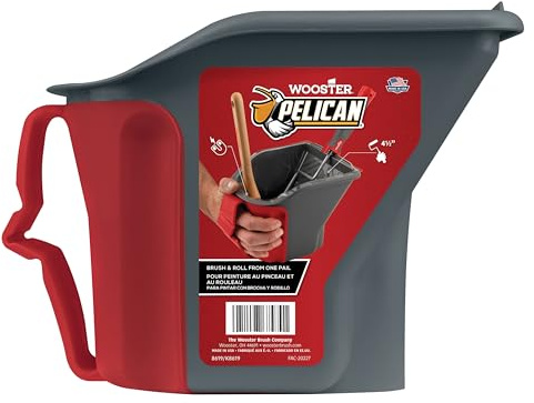 Wooster Brush Quart Pail 8619 Pelican Hand Held 1, Gray & Red