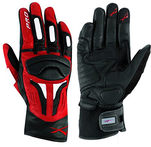 Sommer Sport Leder Gepolsterte Handschuhe Roller Motorrad Bikers Rot M