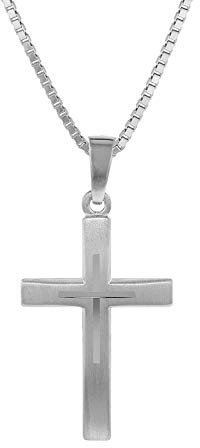 trendor Kreuz mit Kinder-Halskette Silber 925 Kinder Halskette Silber, Halskette für Mädchen und Jungen, Silberkette mit Kreuz, Kreuzkette Silber Kids 79602