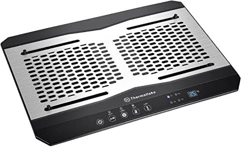 Thermaltake Massive TM Aluminum Panel Dual 120mm Fans Adjustable Temperature Sensor 10-17 Laptop Notebook Cooling Pad CL-N002-PL12BL-A,Black
