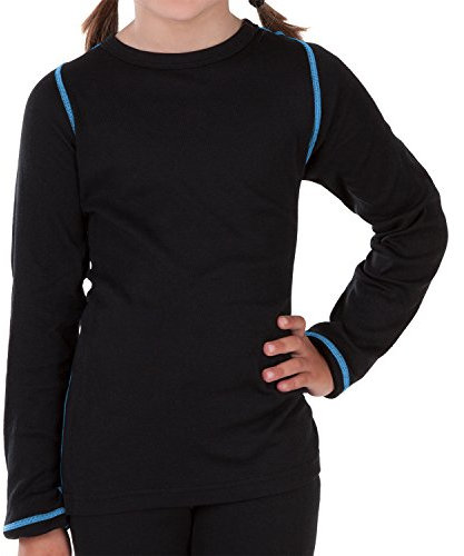 CFLEX Kinder Ski- & Thermohemd - Warme Unterwäsche Lang POLARDRY - Schwarz-Blau 146-152