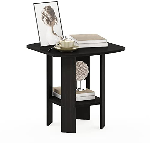 Furinno SIMPLE DESIGN Side Table, 2-Tier End Table, Open Shelves Night Stand, Bedside Table, for Living Room, Bedroom, Espresso