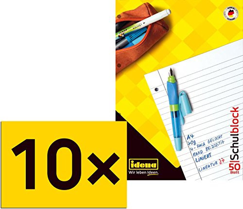 Schulblöcke /Schreibblöcke liniert DIN A4 / 50 Blatt je Block (10er Packung, Schulblock | liniert)