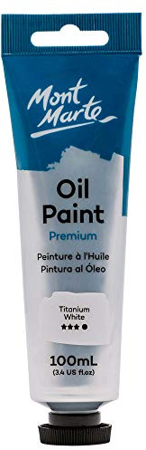 MONT MARTE Oil Paint Premium, 100ml (3.5 US fl.oz) Tube, Titanium White, Heavy Body Paint, Artist Quality, Good Coverage, Excellent Tinting Strength, Ideal for Painting Canvas
