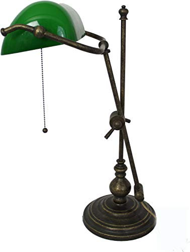 Les banquiers lampe laiton massif brunie 50 cm höhenverstellbarjugendstil