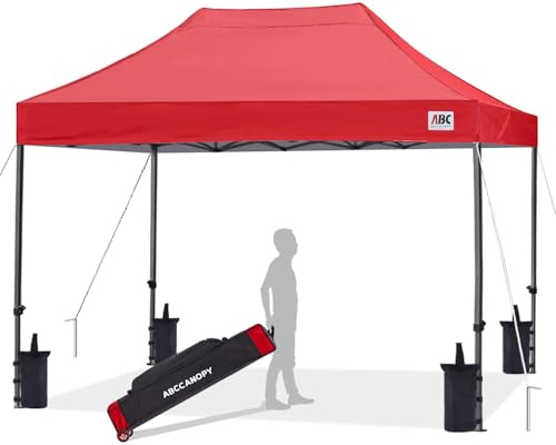 ABCCANOPY Pop Up Gazebo with Detachable Awning, Commercial Market stall, Bonus Upgraded Roller Bag, 4 Weight Bags, Stakes and Ropes