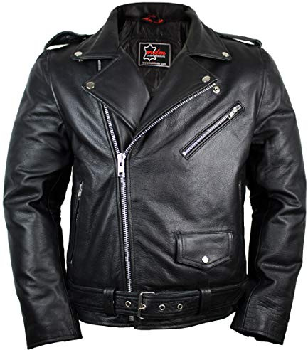 MDM läderjacka rocker jacka punk motorcykeljacka western highway rockabilly, svart, XL
