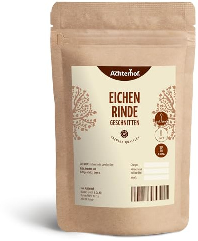 Eichenrinde 500g | Eichenrinde getrocknet und geschnitten | ideal für Sitz- oder Fußbäder, Wickel/Umschläge oder auch als Tee| naturrein | vom Achterhof