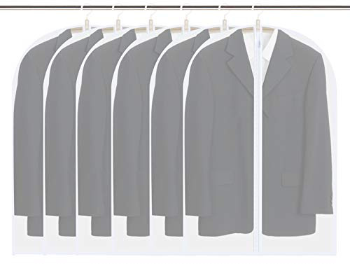 Vicloon Clothes Covers, 6Pcs 40inch Garment Covers EVA Dustproof Waterproof Anti-Moth Suit Covers with Zip Coat Covers for Clothes Suits Shirts Gowns and Dresses