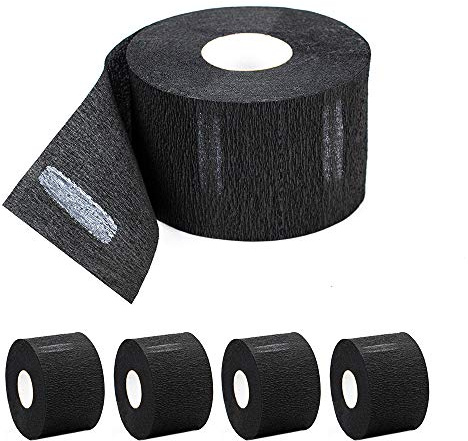 Disposable Paper Barber Neck Strips - 5 Rolls 500 Strips Black Professional Stretchy Paper Neck Band for Salon Haircut Styling