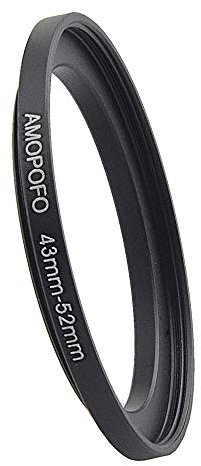 Anillo Adaptador de Filtro metálico de 43 a 52mm,Anillo Adaptador de Filtro Step Up de Objetivo de cámara con Rosca de Filtro de 43mm bis 52mm.