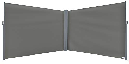 Outsunny 6 x 2m Retractable Sun Side Awning Screen Fence Patio Garden Wall Balcony Screening Panel Outdoor Blind Privacy Divider – Grey