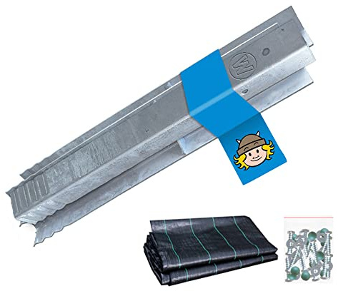 Wickey SolidLock Winkelanker aus feuerverzinktem Stahl für Spieltürme, Schaukeln, Stelzenhäuser - 4er-Set Anker inklusive Schrauben & Unkrautvlies - Bodenanker, Erdanker 500x45x45 mm