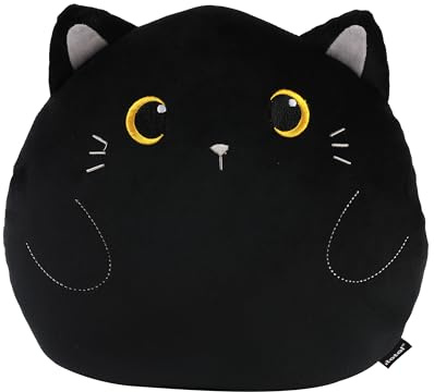 I-TOTAL ® - Cuscino decorativo per cameretta/soggiorno, soffice cuscino in stoffa a forma di animale (BLACK CAT)