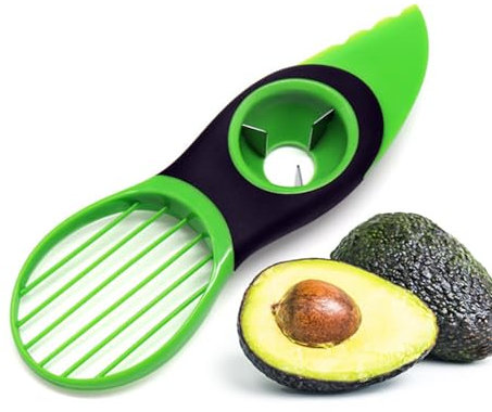 1 Pz Multifunzione Avocado Coltello, Affettatrice Avocado, Taglia Avocado 3 in 1, Tritatutto per Avocado, Pelapatate per Avocado, per Frutta, Kiwi, Mango, Utensile da Cucina