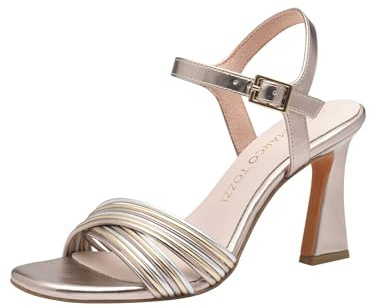 MARCO TOZZI Sandali da donna con tacco elegante con fibbia, Rose Met Comb, 39 EU