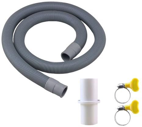 Rallonge de Tuyau de Vidange pour Lave-Linge, Tuyau de Lave-Vaisselle, Kit Universel de Tuyau de Vidange Avec 1 Raccord de Tuyau et 2 Colliers de Serrage (1 M)