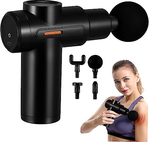 GARVALON Elektrisches Muskelmassagegerät Mini-Muskelmassagegerät Armmassagegerät Schlagmassage tragbare massageliegen schnelllade Nackenmassagegerät kleines Handmassagegerät Abs Black
