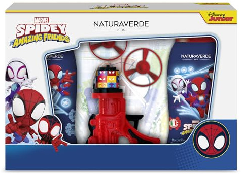 SPIDEY | Giftset 2024, Cofanetto Bagnoschiuma e Doccia Shampoo da 250 ml + Pistola Lancia Eliche