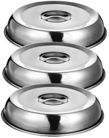 CONGARTENO 3 Piezas Tapas De Plato Redondo para Bistec Tapas De Acero Inoxidable para Cubrir Alimentos para Platos De Cena para Uso Doméstico