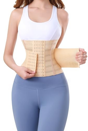 PQWEUU Svettbälte Waist Trainer Slimmande Korsett Platt Mage Mantel Sport Slimmande Bälte Midja Magtränare för Män och Kvinnor (Beige, XS)