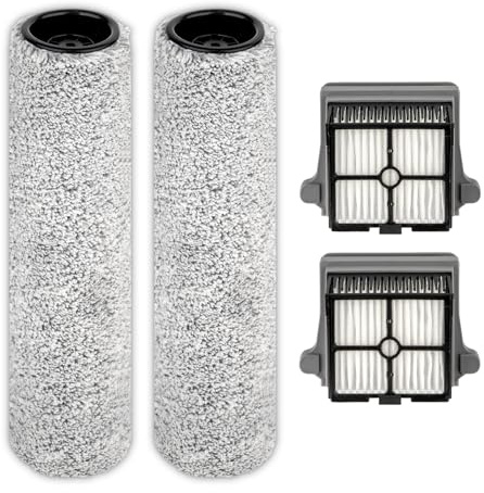 【Version 2, Detachable】(4 Pices) S7 Pro Brush Rollers and HEPA Filters Compatible With Tineco Floor One S7 Pro, Floor One S6 Wet Dry Vacuum Cleaner (Excluding Handle)