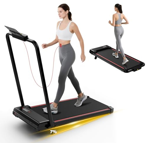 Cinta de Correr 4 en 1 Plegable con Inclinación 7% – Eléctrica Silenciosa 8 km/h, Motor 2,5 CV, Sistema de Amortiguación, Pantalla LCD, 130 kg Máx – Hogar y Oficina