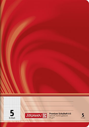 BRUNNEN Schulheft Premium Vivendi | A5, Lineatur 5, 16 Blatt, rot