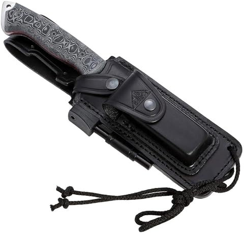 CDS CELTIBERO Full Tang Messer für Bushcraft Survival Camping Gürtelmesser Jagdmesser, Klinge 14.5 cm Stahl MOVA, Lederscheide + Feuerstahl, Handmade in Spain Fixed Blade Knife