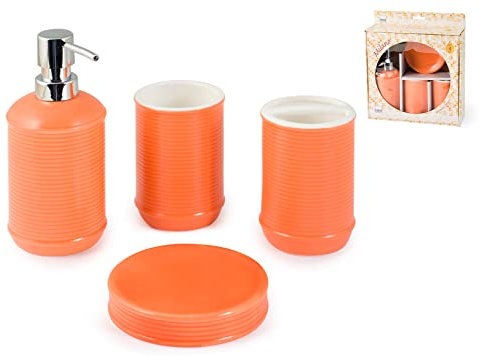 H&H 4 Pezzi Ceramica Milano Arredo Bagno E Accessori, Arancione