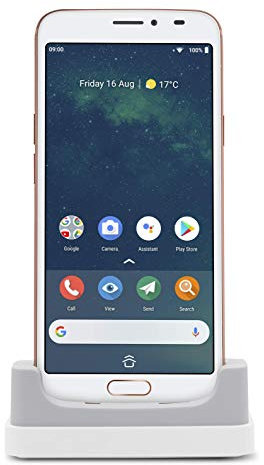 Doro 8080 Unlocked 16 MP Camera Smartphone for Seniors with 5.7 Display, GPS Localisation and Cradle Included (White/Copper)
