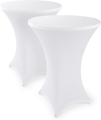 Blumtal Stretch Stehtisch Hussen Bügelfrei - Oeko -TEX zertifizierte Tischhussen für Stehtische Ø 70 – 75 cm - Verstärkung im Fußbereich - waschmaschinengeeignet - Weiß