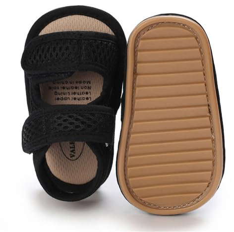 LAFEGEN Baby Boys Girls Summer Sandals Non Slip Soft Sole Outdoor Infant Toddler First Walker Crib Shoes(0-18Months) 12-18 Months Toddler, 07 Black