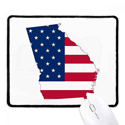 Georgia USA Map Stars Stripes Flag Shape Mousepad Stitched Edge Mat Rubber Gaming Pad