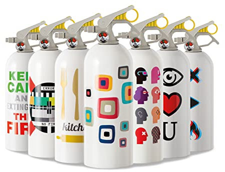 EXTINGUA Estintore Casa Omologato ABF 1 kg Estintore Schiuma Presa Antipanico Regalo Uomo Donna per Uso Domestico, Cucina, Auto, Barca, Mini Estintore per Interni, 1 pz