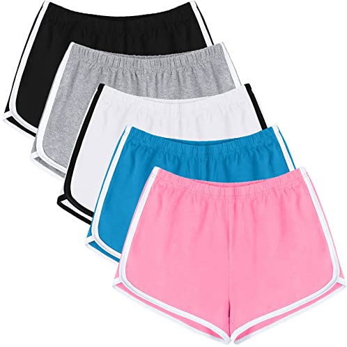 URATOT 5 Pack Shorts for Women Summer Casual Lounge Short Comfy Cotton Dolphin Shorts Athletic Gym Yoga Running Short Pants
