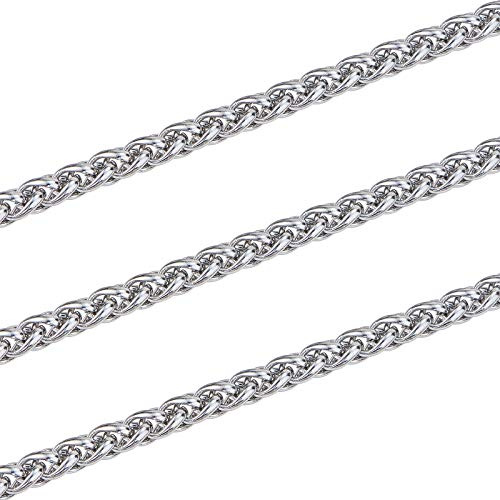 Airssory 5 m (16,4 fot) vetekedjor i rostfritt stål rävstjärtkedja, osvetsad bulk för kvinnor, män, flickor, pojkar, smycken, armband, halsband, gör-det-själv-tillverkning – 5 x 3 mm