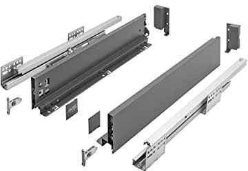 MS Beschläge Push to Open Schubladensystem Anthrazit Unterflurführung Schubkastensystem Vollauszug Schubladenauszug Schubladen-Set (Länge: 550mm, Höhe: 86mm)