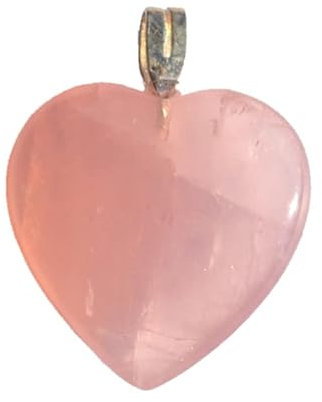 Herzanhänger Edelsteine | Herz Anhänger klein mit Silber 925 | Kristall Stein Herzen (Rosenquarz)