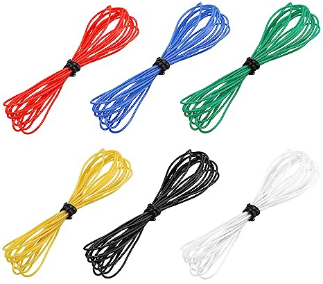 sourcing map Cable de Silicona Calibre 30, 6 Cables Eléctrico 30 AWG, Alambre Trenzado de Cobre Estañado Flexible, Cable Conexión Alta Temperatura, 6 Color 1,5 m para Modelo de Auto