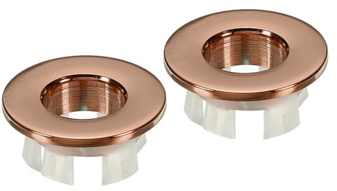 PATIKIL Trabocco Anello 2pz Lavello Rotondo Copertura Lavabo Rivestimento Ottone Inserto Foro Rotondo Tappi per Cucina Bagno Rosa Oro