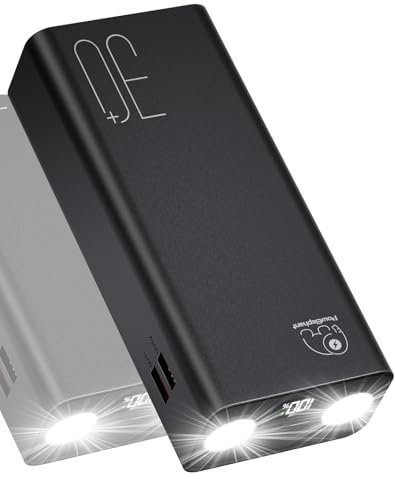 Power Bank 30000mAh:PD 22.5W Schnellladung Externer Akku mit Taschenlampe, Große Kapazität und 3 Ausgänge & 2 Eingänge Radio with