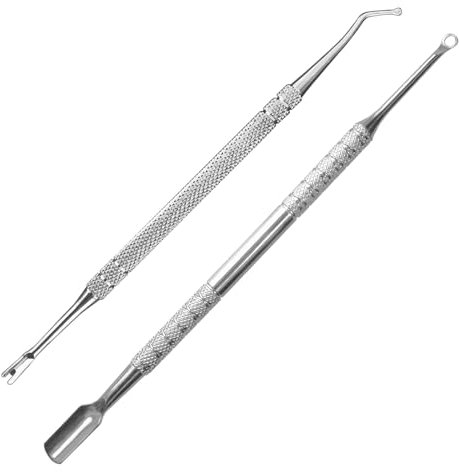 HIFAU Premium-Maniküre-Werkzeuge aus Edelstahl, 2-teiliges Set, verbessertes Gel-Nagellackentfernungswerkzeug & Nagelhautschieber, Nagelhautschere & Nagellifter, langlebig und hygienisch, für Frauen