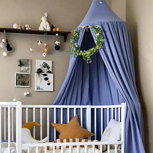 Vercico Kids Bed Canopy Round Dome 240CM Bed Tent for Children, Girls Bedroom Accessories Canopy Bed for Bedroom Nursery Room Baby Crib