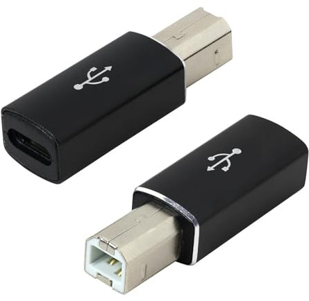 SopwMap 2 Pezzi Adattatore USB C Femmina a USB B Maschio, Connettore di Conversione Tipo C a USB B per Sincronizzazione Dati, Compatibile con Stampanti, MIDI, Pianoforti Elettrici, Plug & Play ﻿