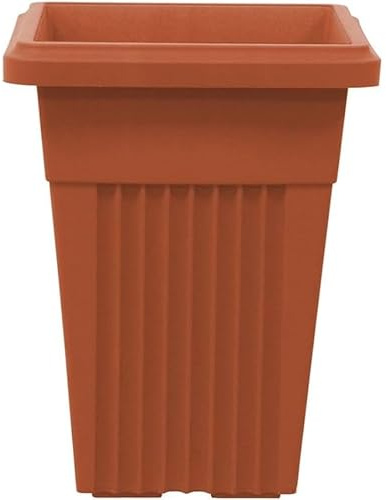 ALEEZ - 40cm Tall Upright Planter - Garden Tall Square Flower Pot - Modern Garden, Patio, Front Door Decor - Indoor Outdoor Use Water Resistant Pot - Suitable For Plant, Herbs (1, Terracotta)