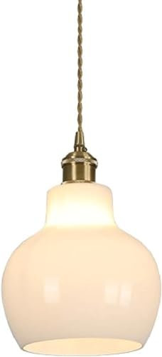 KGFDSGDS American Style Copper Base Glass Pendant Light, Flush Mount Ceiling Hanging Lamp, Personalized Glass Chandelier Lampshade, E27/E26 Light Source Single Pendant Lamp, Indoor Decorative Lamps